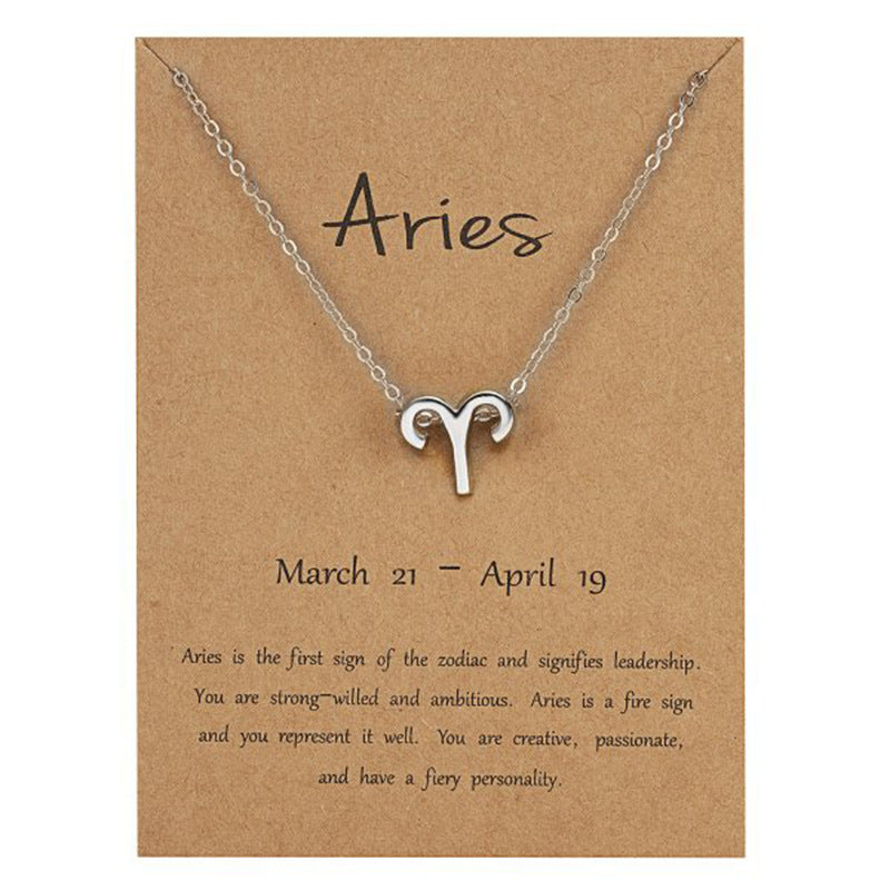 The 12 zodiac signs water diamond paper card necklace is a versatile collarbone chain