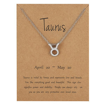 The 12 zodiac signs water diamond paper card necklace is a versatile collarbone chain