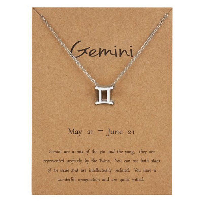 The 12 zodiac signs water diamond paper card necklace is a versatile collarbone chain