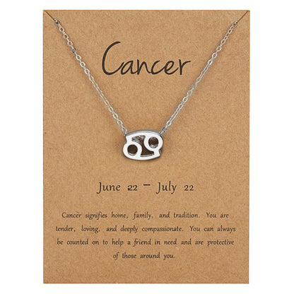 The 12 zodiac signs water diamond paper card necklace is a versatile collarbone chain