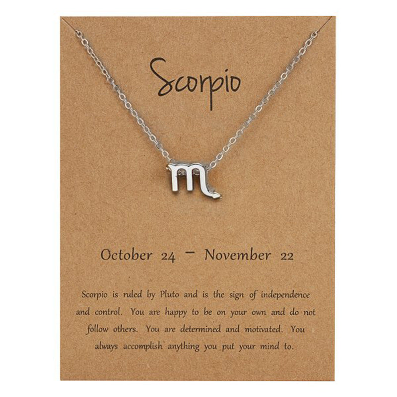 The 12 zodiac signs water diamond paper card necklace is a versatile collarbone chain