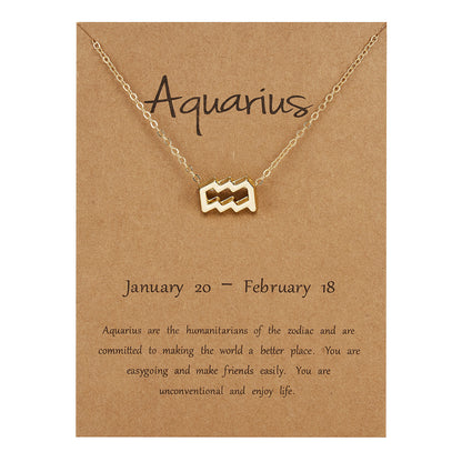 The 12 zodiac signs water diamond paper card necklace is a versatile collarbone chain