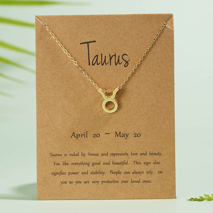 The 12 zodiac signs water diamond paper card necklace is a versatile collarbone chain
