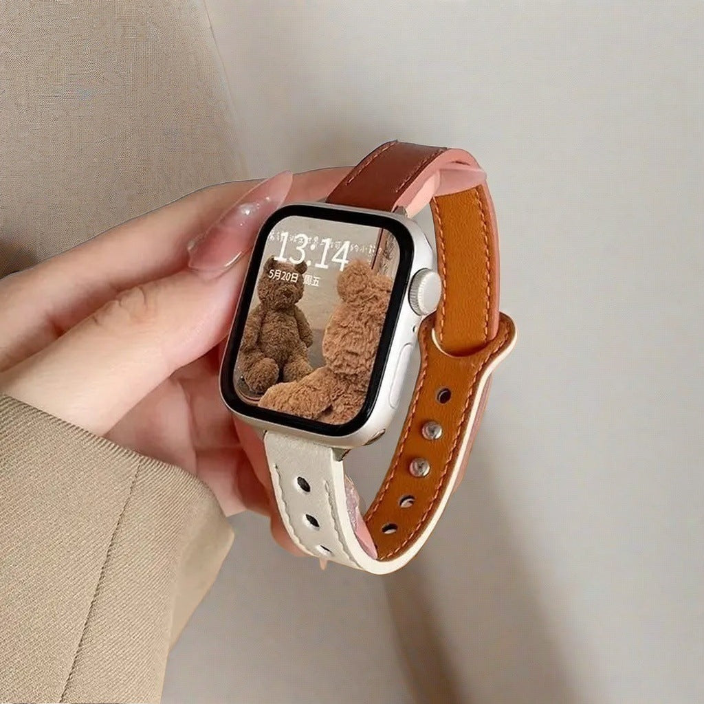 The Apple Watch features a slim double-pin strap