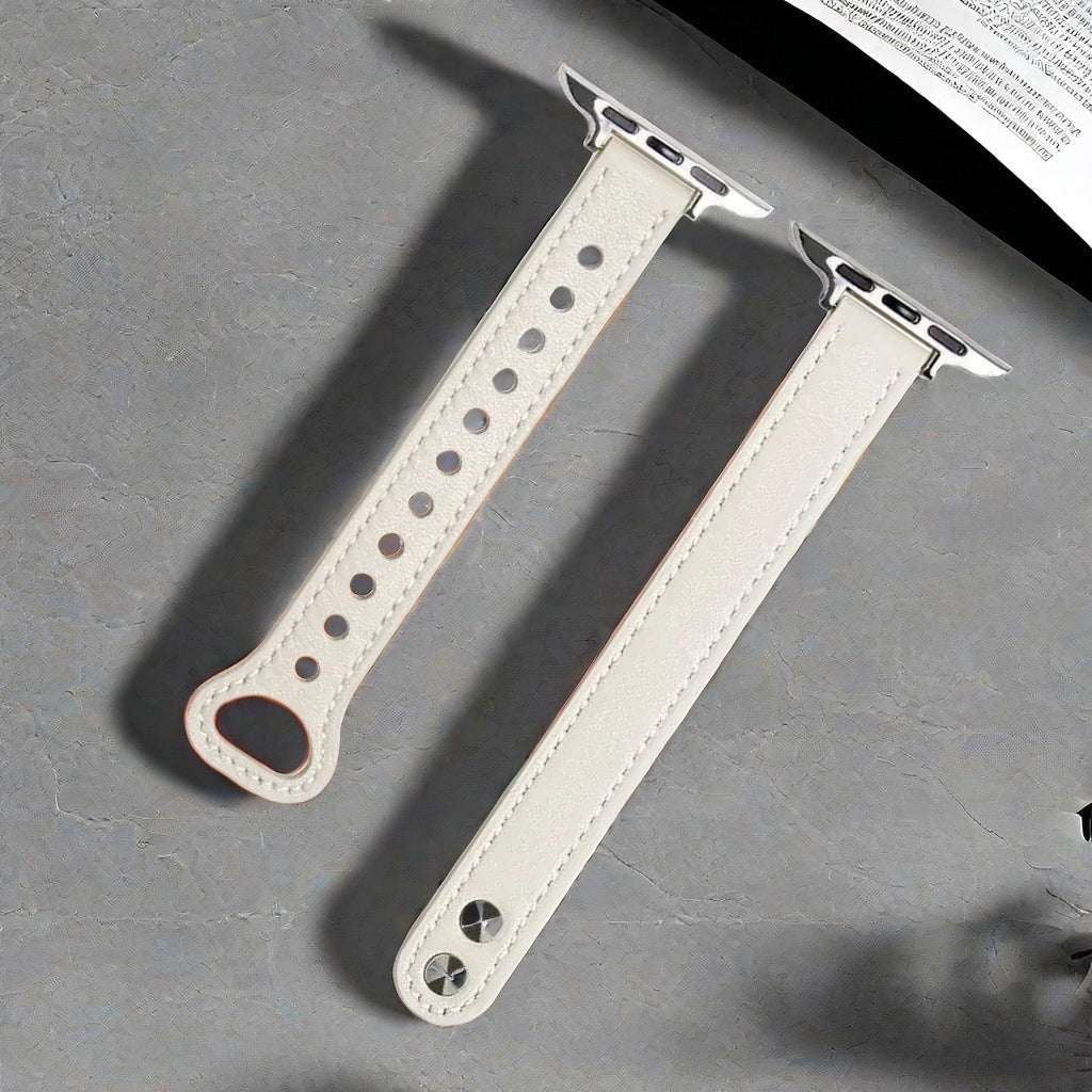 The Apple Watch features a slim double-pin strap