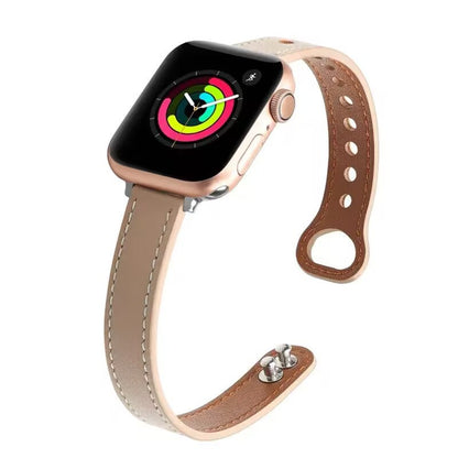 The Apple Watch features a slim double-pin strap
