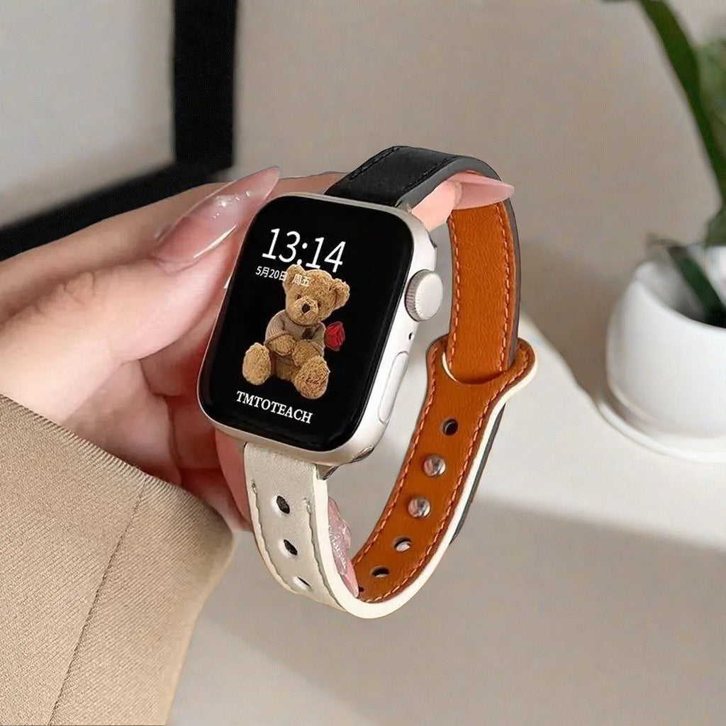 The Apple Watch features a slim double-pin strap
