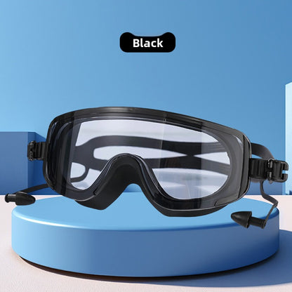 The bezel-less swimming goggles are waterproof and fog-proof