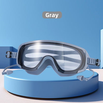 The bezel-less swimming goggles are waterproof and fog-proof