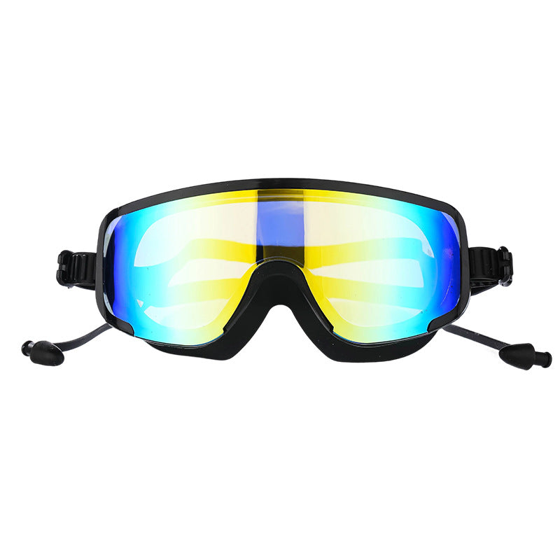 The bezel-less swimming goggles are waterproof and fog-proof
