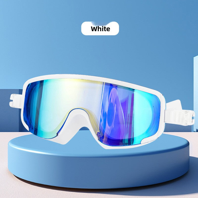 The bezel-less swimming goggles are waterproof and fog-proof