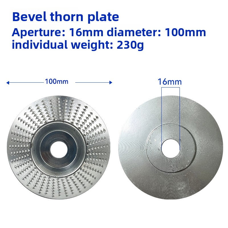 The carpenter grinds and shapes the piercing plate