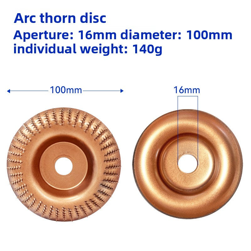 The carpenter grinds and shapes the piercing plate