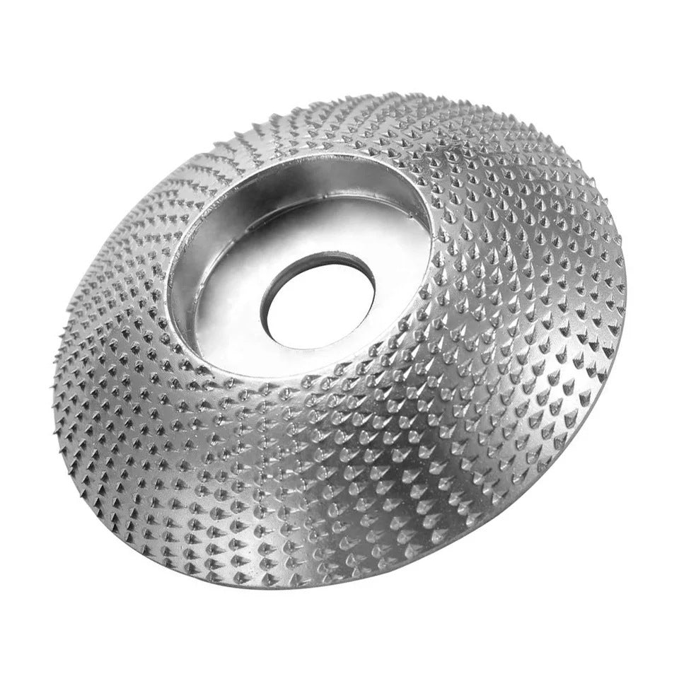 The carpenter grinds and shapes the piercing plate