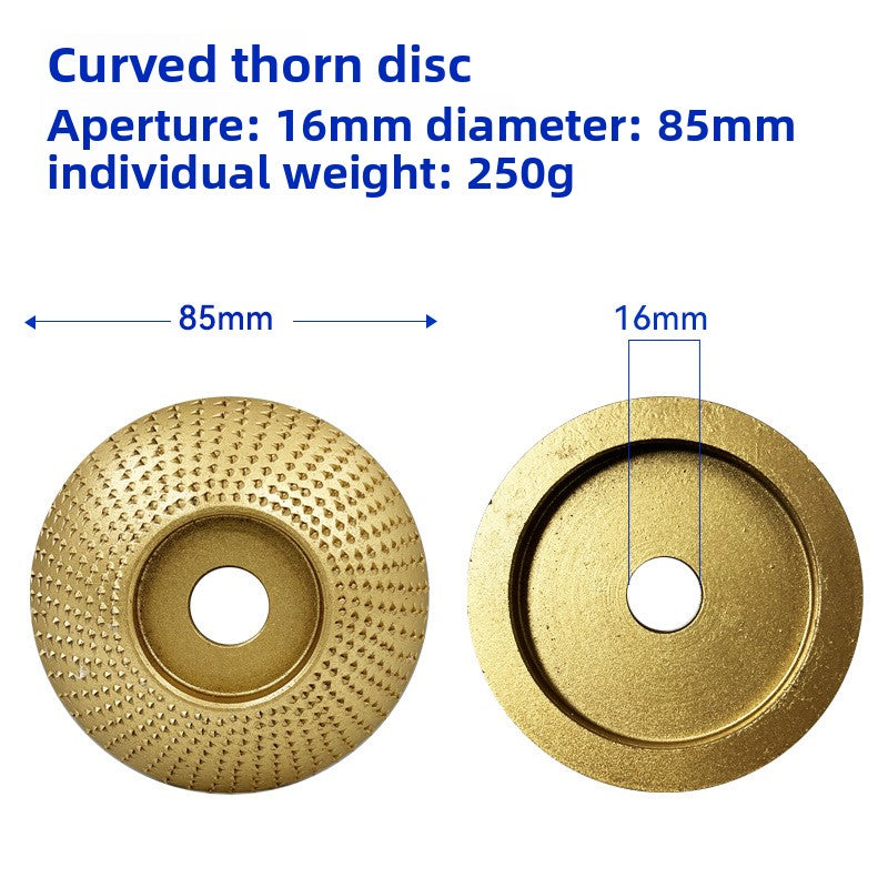 The carpenter grinds and shapes the piercing plate