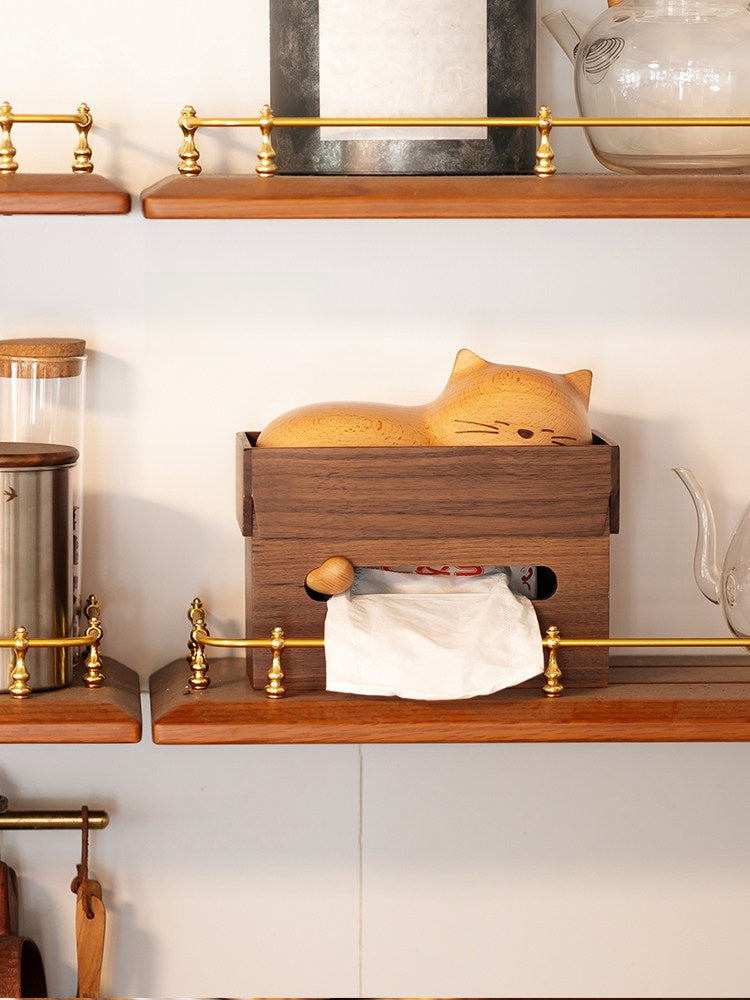 The cat's sleeping paper towel box