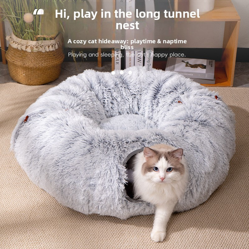 The cat tunnel toy is foldable.