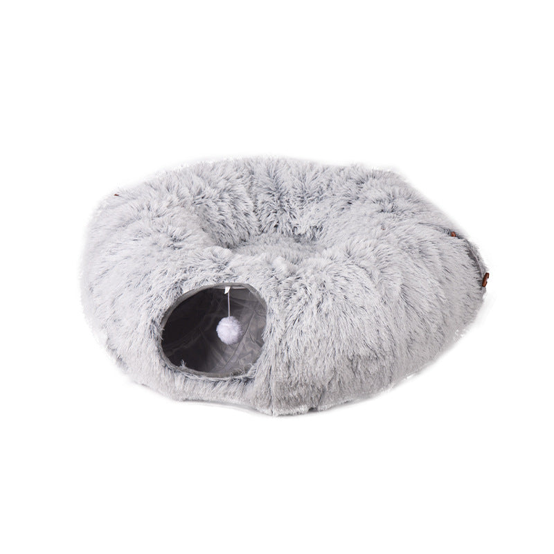 The cat tunnel toy is foldable.