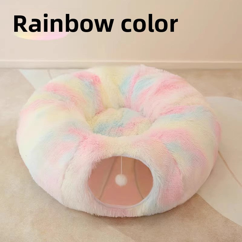 The cat tunnel toy is foldable.