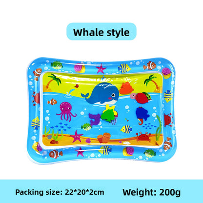 The child gently taps the water mat