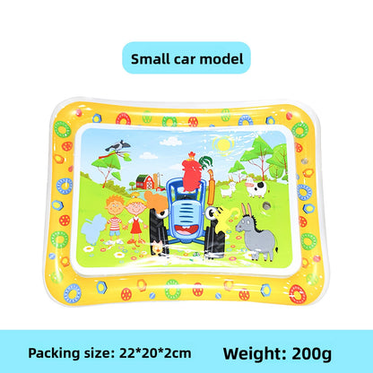 The child gently taps the water mat