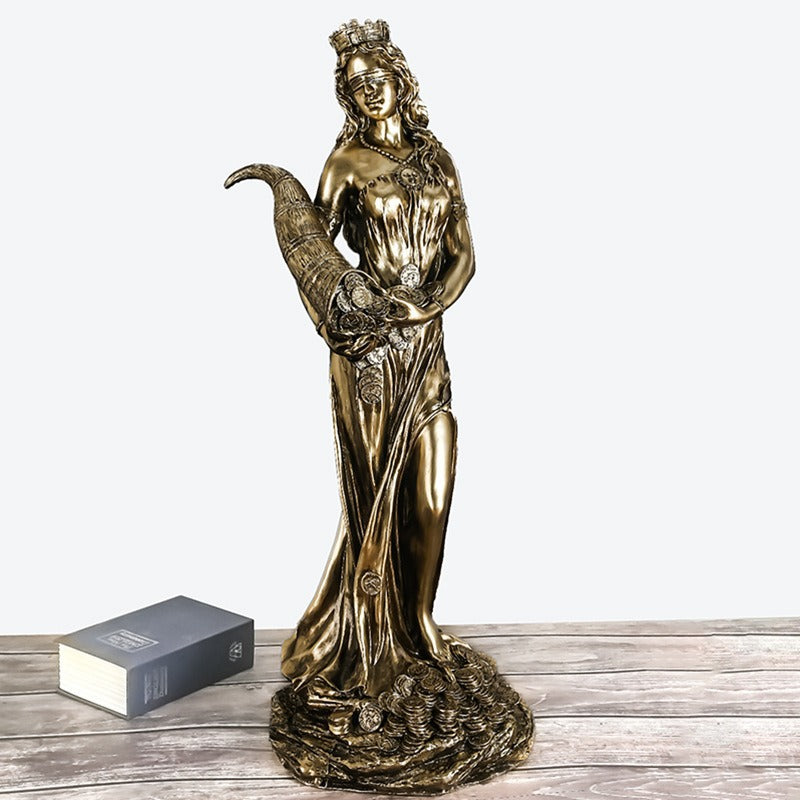 The decorative statue of the Greek goddess of wealth