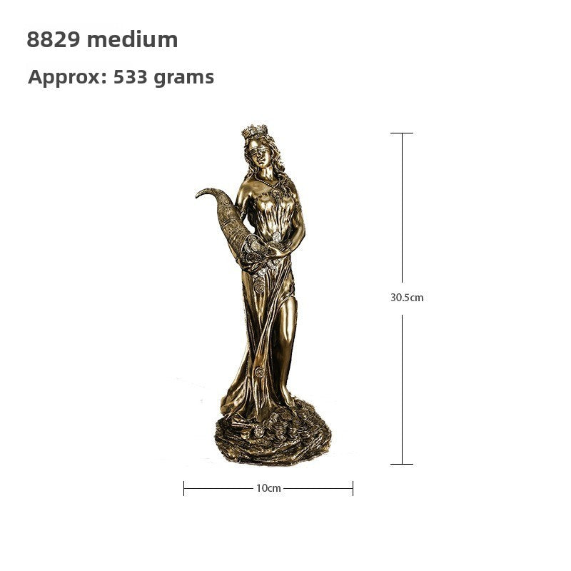 The decorative statue of the Greek goddess of wealth