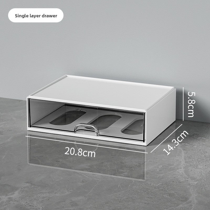 The desktop drawer of the storage box is transparent.