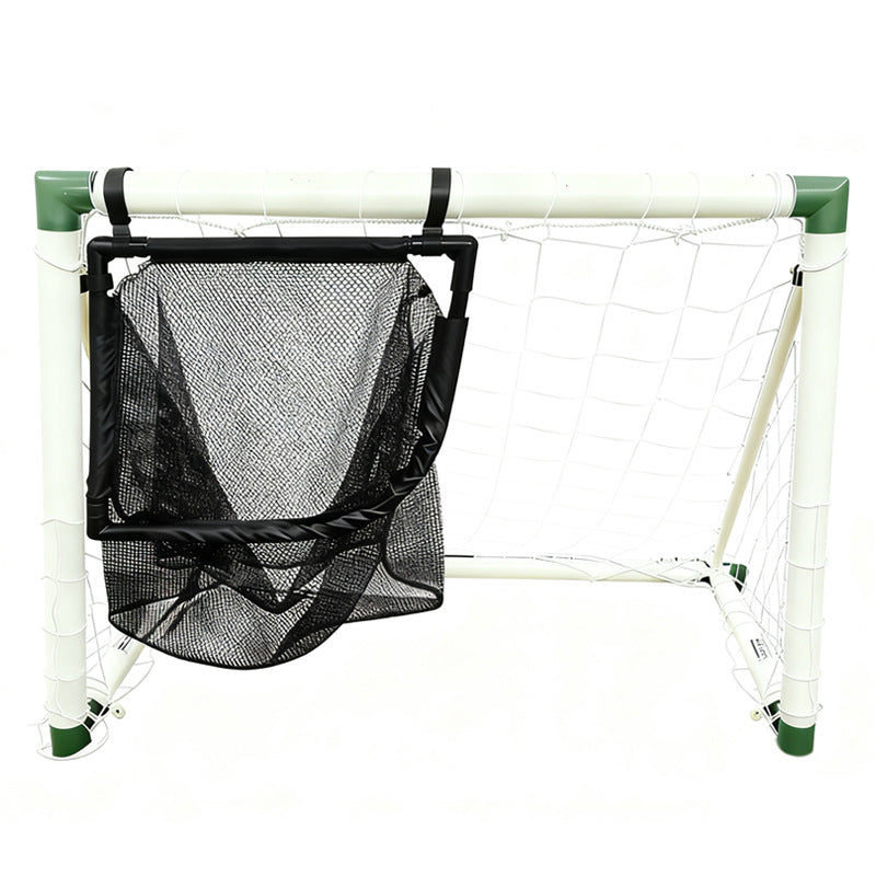 The goal of the football goal is in the net