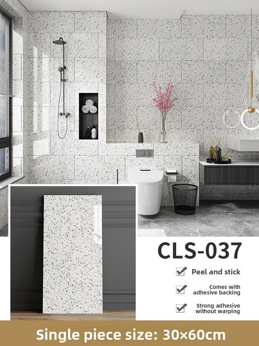 The imitation tiles are pasted with marble wall skirts