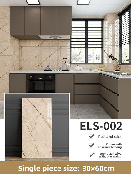The imitation tiles are pasted with marble wall skirts