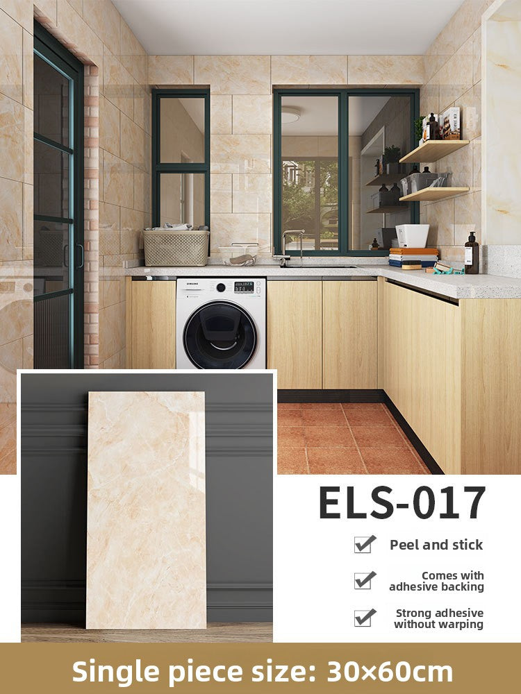 The imitation tiles are pasted with marble wall skirts