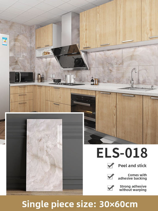 The imitation tiles are pasted with marble wall skirts