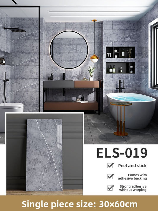 The imitation tiles are pasted with marble wall skirts