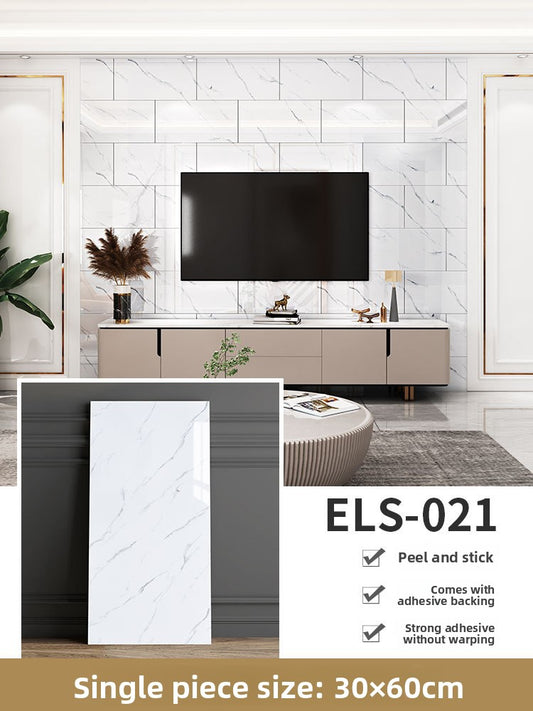 The imitation tiles are pasted with marble wall skirts