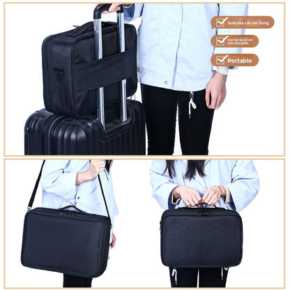 The large-capacity cosmetic bag is portable