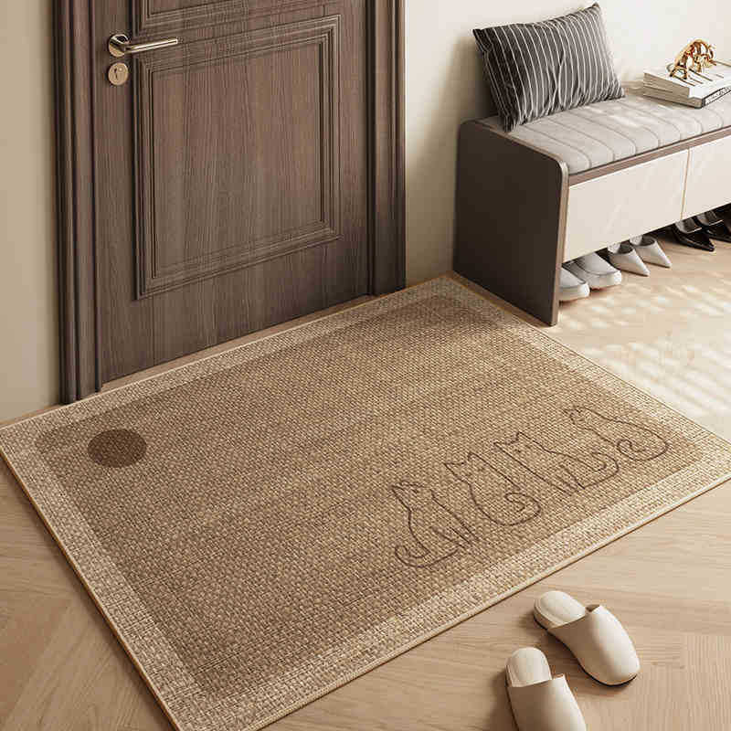 The linen floor mat in wabi-sabi style is anti-slip and wear-resistant