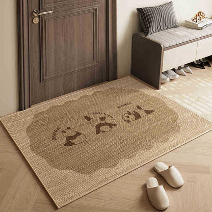 The linen floor mat in wabi-sabi style is anti-slip and wear-resistant