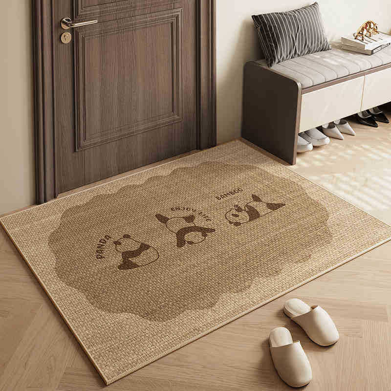 The linen floor mat in wabi-sabi style is anti-slip and wear-resistant