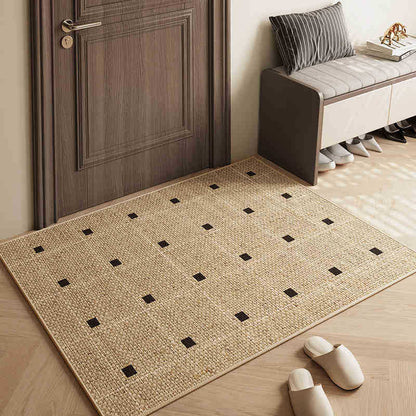 The linen floor mat in wabi-sabi style is anti-slip and wear-resistant