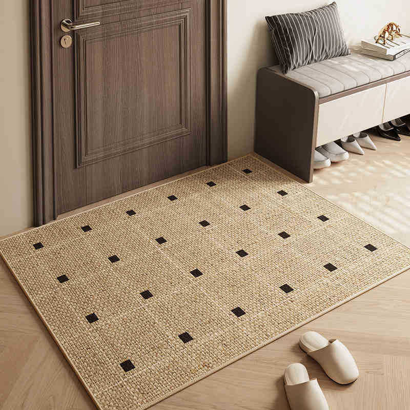 The linen floor mat in wabi-sabi style is anti-slip and wear-resistant