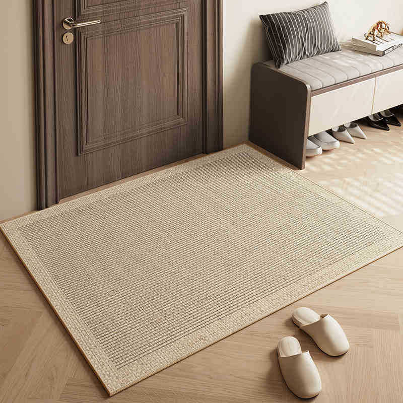 The linen floor mat in wabi-sabi style is anti-slip and wear-resistant