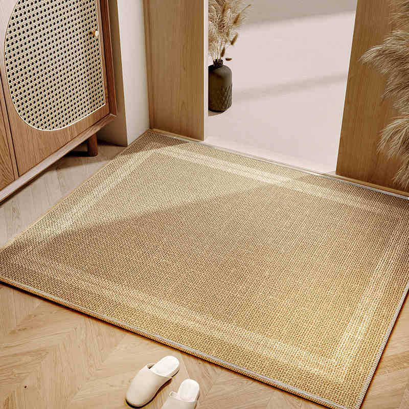 The linen floor mat in wabi-sabi style is anti-slip and wear-resistant