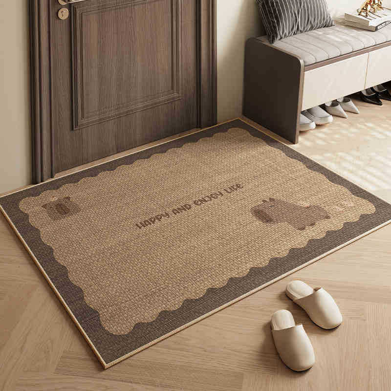 The linen floor mat in wabi-sabi style is anti-slip and wear-resistant