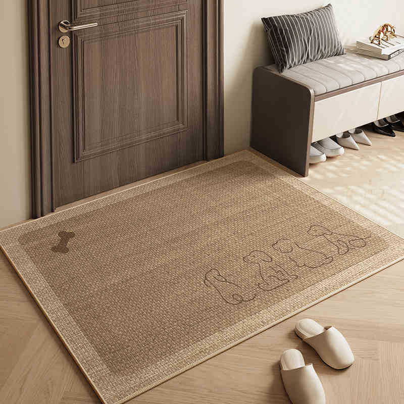 The linen floor mat in wabi-sabi style is anti-slip and wear-resistant