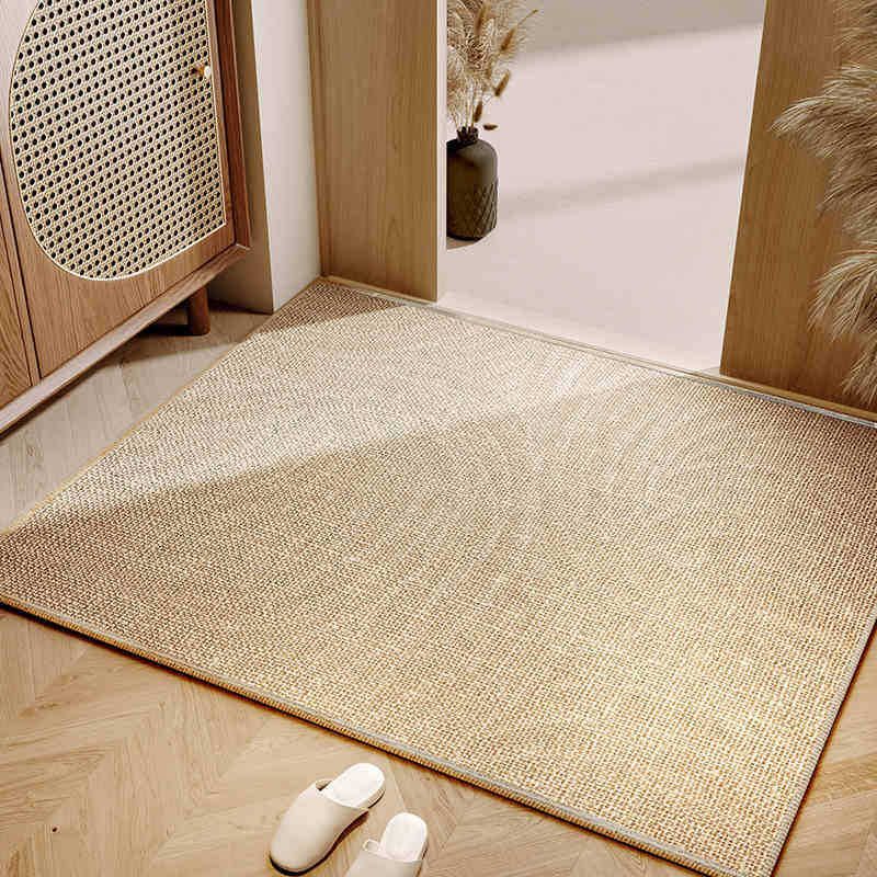 The linen floor mat in wabi-sabi style is anti-slip and wear-resistant