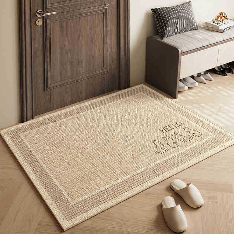 The linen floor mat in wabi-sabi style is anti-slip and wear-resistant