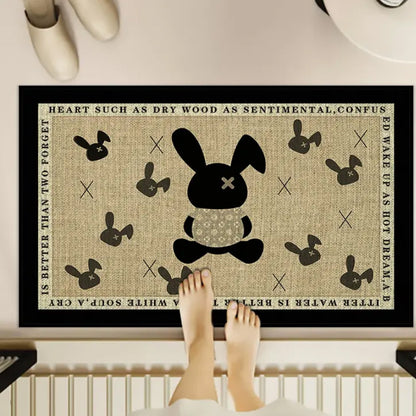 The linen floor mat in wabi-sabi style is anti-slip and wear-resistant
