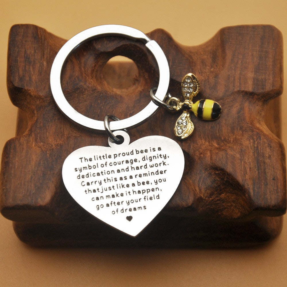 the Little Proud Bee Is a Little Bee Stainless Steel Keychain