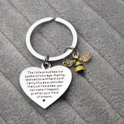 the Little Proud Bee Is a Little Bee Stainless Steel Keychain